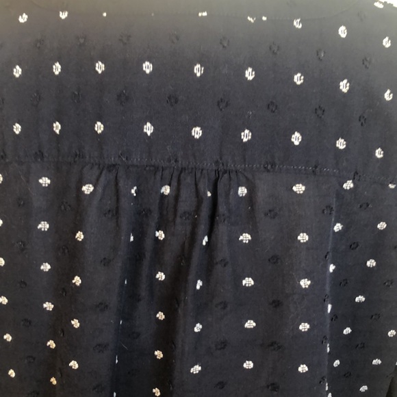 🌷SOLD🌷Navy Blue Blouse has gathered and tied bows and cuffs on 3/4 sleeves. - Picture 9 of 9